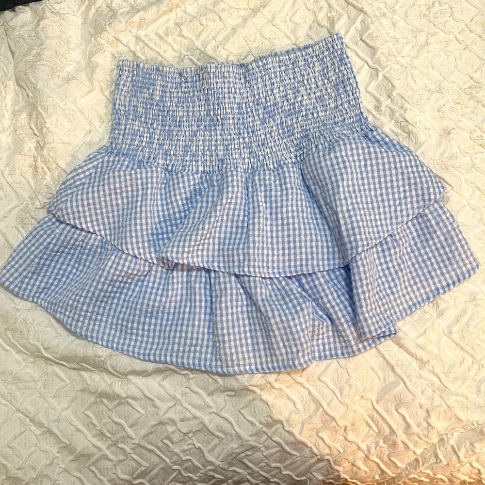 gingham ruffle skirt